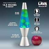 Lava Lamp 2124 Green Wax Blue Liquid Silver Base Cap 14.5 inch view 3
