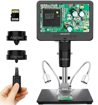 Andonstar AD246-M Digital Microscope 3 Lens Soldering Coin Biological 1080P 7"