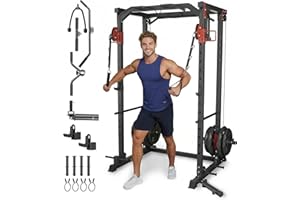 Power Cage Home Gym, Multi-Functional Power Racks with Dual Pulley Systems for Family Workout, 1600 LBS Squat Rack for Full B