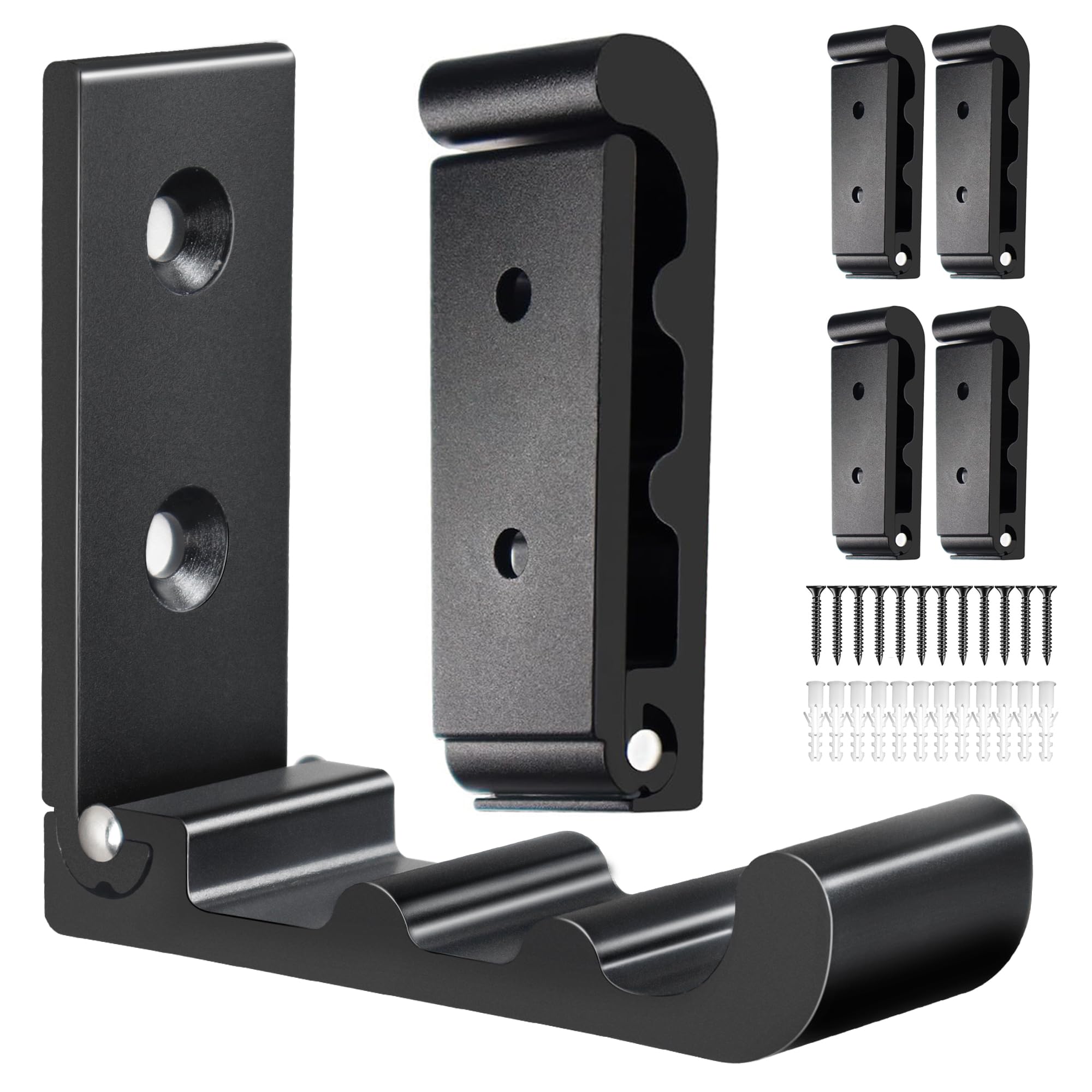 OHIYO Foldable Wall Hooks 6 Pack, Black Wave Design Space Saver Hooks for Coats, Towels, Backpacks, Hats, Wall Mounted Organizer