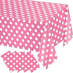 WNINK 4 Pack Pink and White Polka Dot Tablecloths