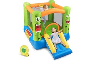 COSTZON BOUNTECH Inflatable Bounce House, Bouncy House for Kids Indoor Outdoor Party with Jumping Area, Including Blower, Oxford Carry Bag, Repair Kit, Small Castle Bounce House for Toddlers Gift