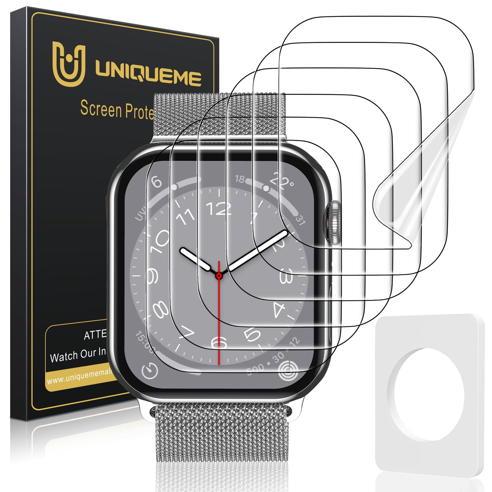 UniqueMe 6 Pack for Apple Watch 40mm Screen Protector iWatch Series 6 SE2 SE 5 4, Ultra Thin HD Clear Soft Anti Scratch TPU Protective Film [Fingerprint Support] [Case-Friendly] [Easy-Installation]