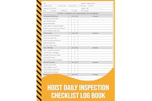 Hoist Daily Inspection Checklist Log Book: Daily Hoist Inspection Record for Electric Chain, Manual Chain, Wire Rope, and Air