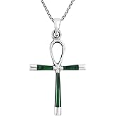 AeraVida Ankh Hieroglyph Eternal Life .925 Sterling Silver Pendant Necklace | Classic Cross Sterling Silver Necklace for Women | Vintage Long Necklaces for Women