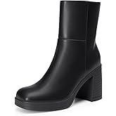 DREAM PAIRS Women's Platform Gogo Ankle Boots Chunky High Heels Square Toe Comfort Party Dress Side Zipper Booties Shoes for Women