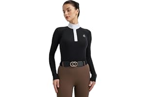 FitsT4 Sports Womens Equestrian Show Shirts UPF50 Long Sleeve Performance Horse Riding Tops with Cooling Mesh Panels