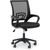 MoNiBloom Mesh Office Chair, Ergonomic Computer Chair for Adults, Rolling Swivel Mid-Back Desk Chair with Lumbar Support, Comfy Armrest for Home Office, Gaming, Black