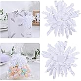 Ribreeze White Curly Ribbon Bows Self Adhesive Perfect for Presents Gifts Wine Bottles Treat Bags Pack of 4