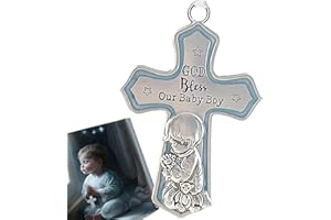 elskandi Crib Cross God Bless This Baby Boy Baptism Gifts for Baby Boys Christening Gifts for Boys Baptism Baby Dedication Gift