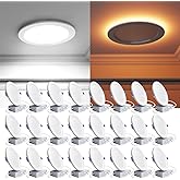 Ensenior 24 Pack 6 Inch LED Recessed Ceiling Light with Night Light, Dimmable, 2700K-5000K 5CCT, 1050LM 12W 120V, High Brightness Canless Wafer Downlight - FCC&ETL
