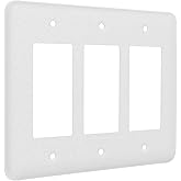 TayMac WRTW-RRR 3-Gang White Textured Metal Maxi 3-Decorator Wall Plate, Outlet Cover Wall Plate with Screws, Electrical Outlet Cover Plate for 3 Devices