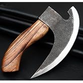Handmade Viking Pizza Cutter Pizza Axe | Authentic Medieval Pizza Slicer with Ash Wooden Handle &amp; Leather Sheath | Novelty Kitchen Tools for Pizza, Crust Cutting, and More (Rail Large Pizza)
