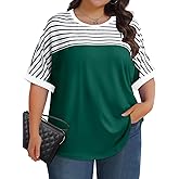 LUYAA Womens Plus Size Tops Short Sleeve Summer T-Shirts Crewneck Loose Casual Tunic Blouse L - 5XL