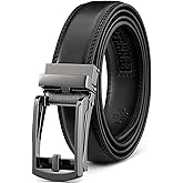 Founders & C Mens Ratchet Belt Leather Click 1 1/4" with Slide Buckle, Casual Dress Belt Adjustable