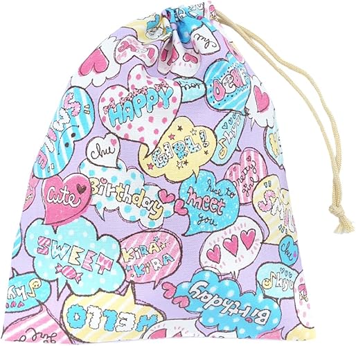 Amazon 給食袋 紫 ポップハート柄 女の子 巾着袋 小 ハンドメイド 日本製 手作り工房fujita キッズバッグ 財布
