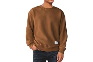 Dokotoo Men Men's Crewneck Sweatshirts Soild Color Geometric Texture Long Sleeve Casual Pullover Shirt