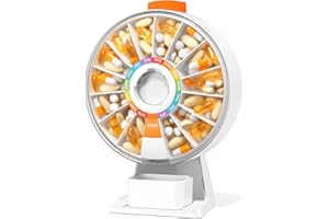 Zoksi Large Fun Pill Dsipenser, Daily Pill Box for 7 or 14 Days, Wall-Mountable or Tabletop Weekly Pill Organizer Hold for Medicine, Vitamin or Supplements, Pill Case with Easy Press Button (White)