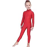 Kepblom Girls Long Sleeve Unitard Spandex Turtleneck Full Bodysuit for Kids