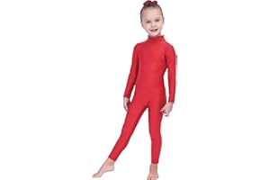 Kepblom Girls Long Sleeve Unitard Spandex Turtleneck Full Bodysuit for Kids