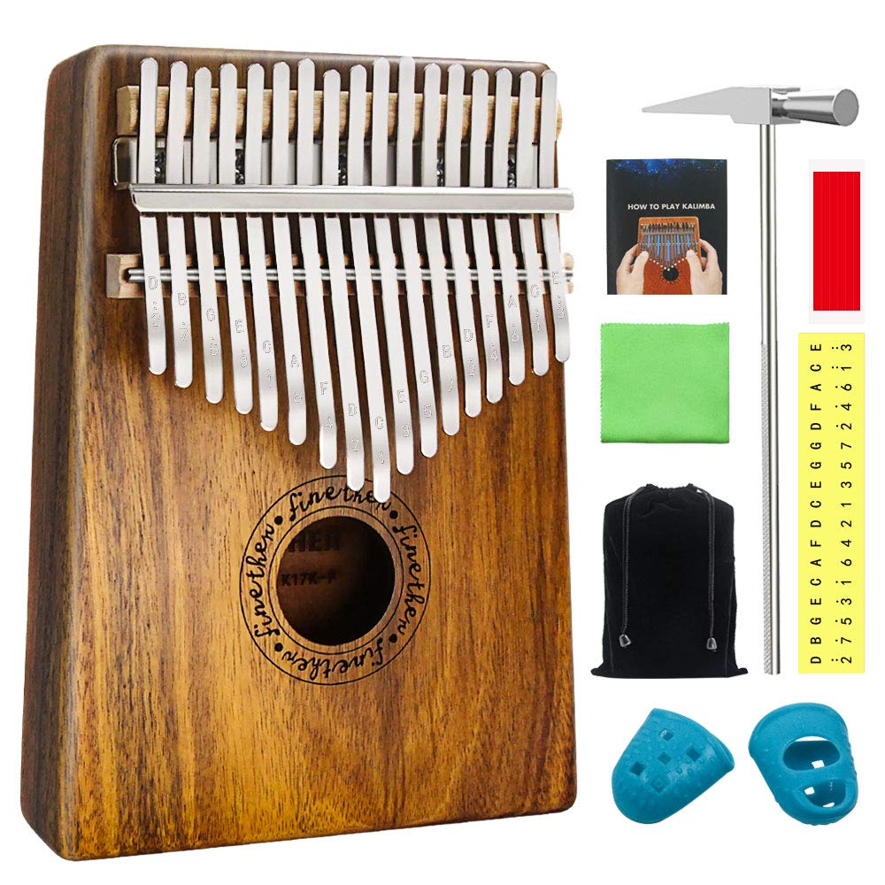Kalimba 17 Keys Thumb Piano: Portable Kalimba Finger Piano Professional Musical Instrument Marimbas - Soft Cloth Bag Tuning Hammer Kit Gifts For Adults Kids Beginners