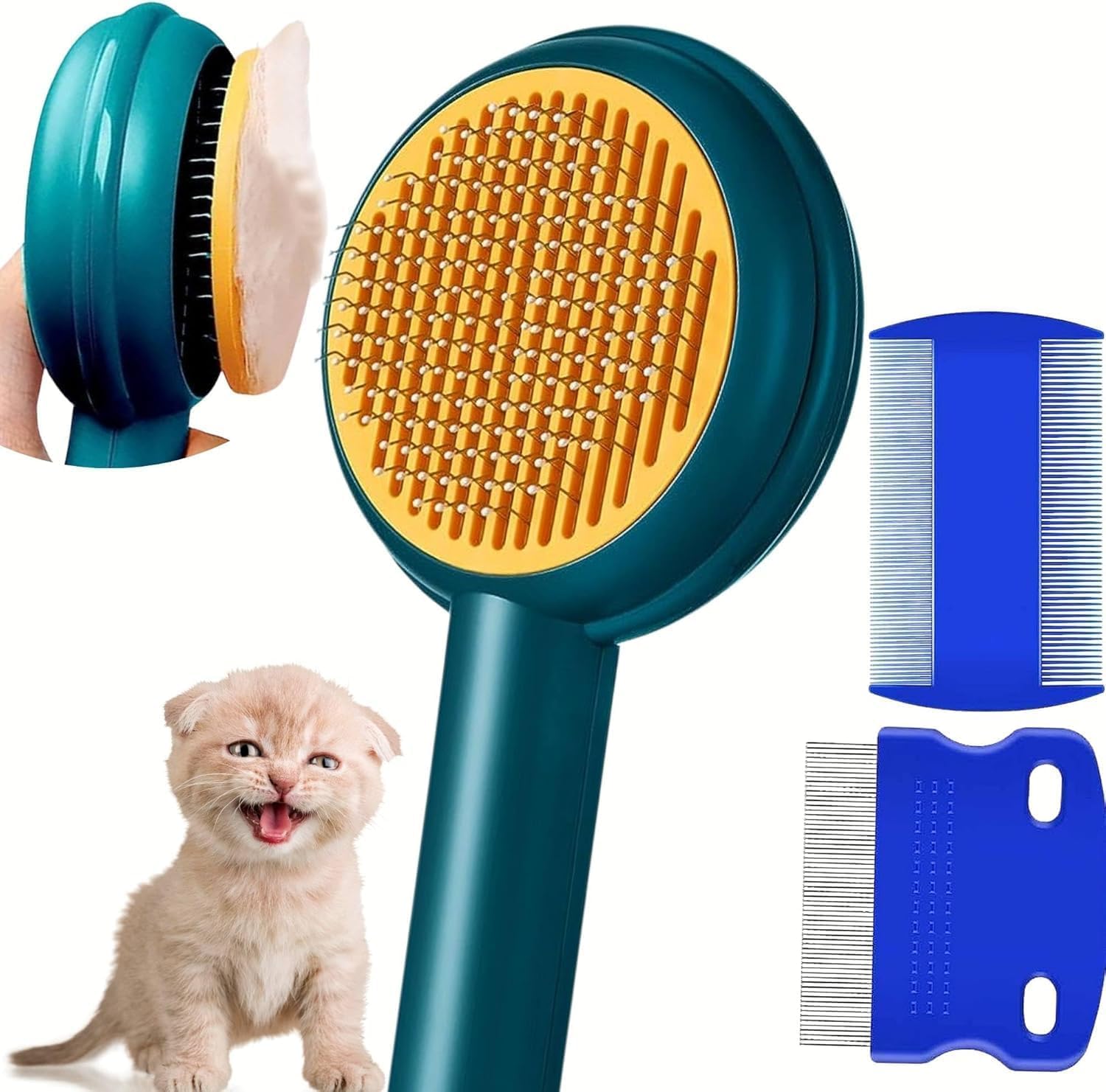 FurGroom Deshedding Tool for Dogs and Cats-Reduces Shedding by Up to 95% in Less Than 10 Minutes—best Choice for Grooming and Deshedding Your Lovely Pets. Dog Cat Horse Rabbit Brush (Blue, Medium) — image 1