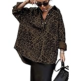utcoco Womens Fashion Leopard Print Casual Jackets Button Down Shacket Outerwear Fall Outfits for Women 2025