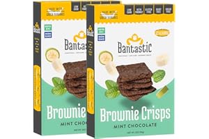 Bantastic Brownie Keto Snack, Mint Chocolate Crisps - Crunchy Thin, Naturally Sweet Sugar Free Brownies Snack, Gluten Free, Low Carb, Dairy Free, 3 Oz Ea (Pack of 2)