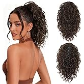 ZQIAN BEAUTY Claw Clip Ponytail Extension - 12 Inch Curly Pony Tails Hair Extensions, Synthetic Hair Extensions Ponytail, Clip on Ponytails for Women (Color: Chocolate Brown)