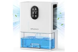 SPACEKEY Dehumidifier, 106 OZ（850 Sq.ft）Dehumidifiers for Home, 7 Color LED Light Dehumidifier for Bedroom Basement Bathroom RV, 2 Working Modes, Auto Shut-off, Auto Defrost, Quiet Small Dehumidifier White