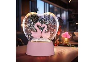 FETIWILSO Lighted Snow Globe Lantern, Music Box Crystal Ball Glass Snowglobes Gift for Women Friends Girlfriend Female Kids Baby Girls Sister Niece Granddaughter Daughter Mom Birthday Wedding- Pink