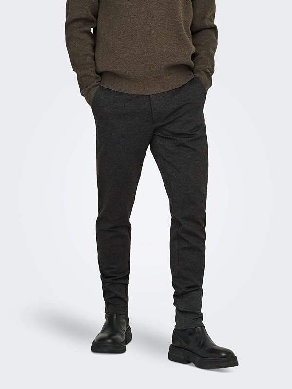 Herren Onsmark Slim Gw 0209 Noos Calças Melange Cinzento Escuro 36W/36L