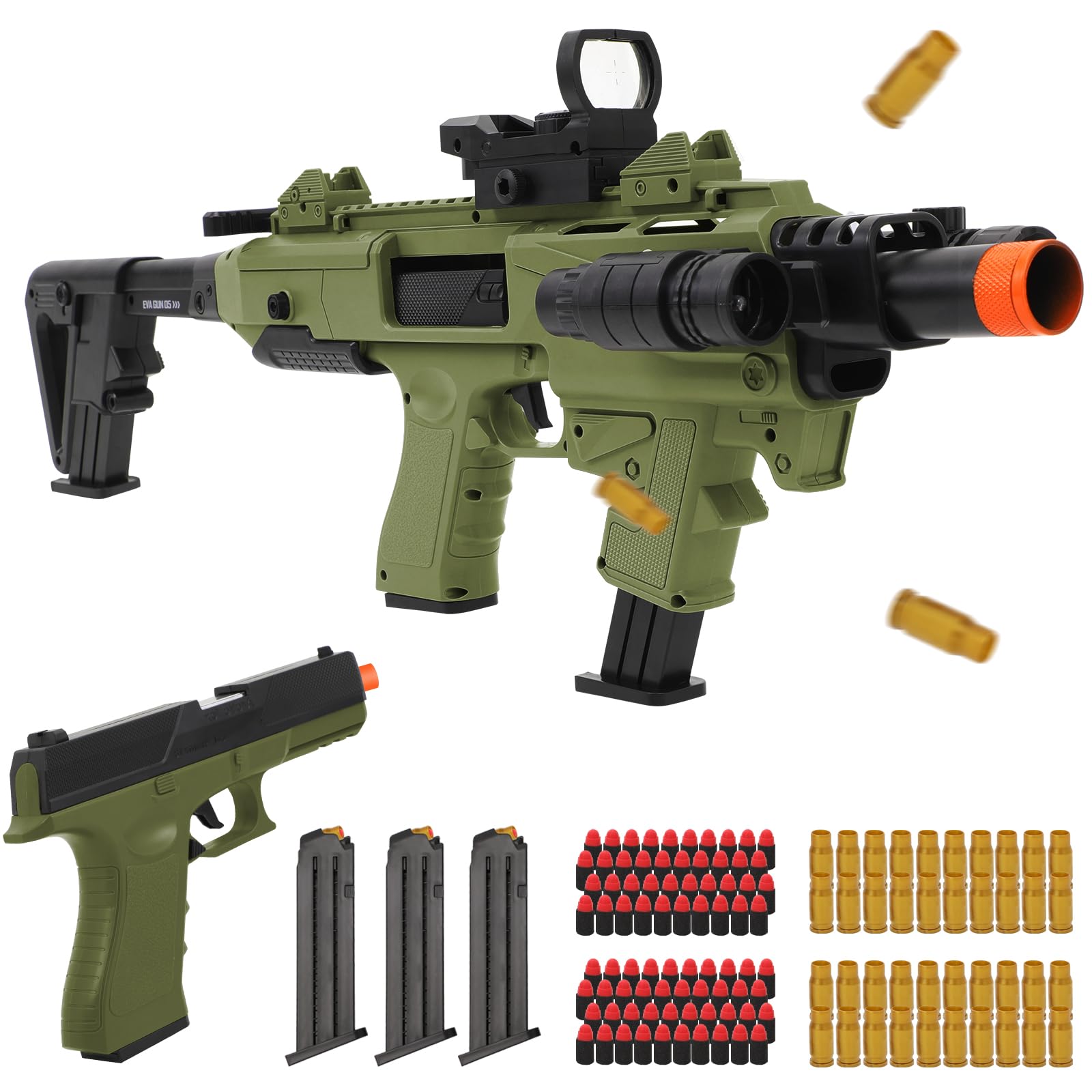Spcozgil Two Modes Toy Gun Rifle, Soft Bullet Toy Gun with Shell Ejecting, Sports and Outdoors Shooting Games Realistic Gun, DIY Cool Toys Guns Gifts for Birthdays, Christmas