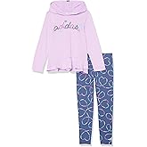 adidas girls Long Sleeve Hooded Top and Graphic Tights SetPants