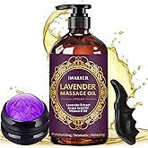 Massage Oil for Massage Therapy,Lavender Oil with Massage Roller Ball & Thumb Saver,SPA Relaxing Oi for Soothing,Massage Kit Spa Gifts for Him Her,Gifts for Men Women