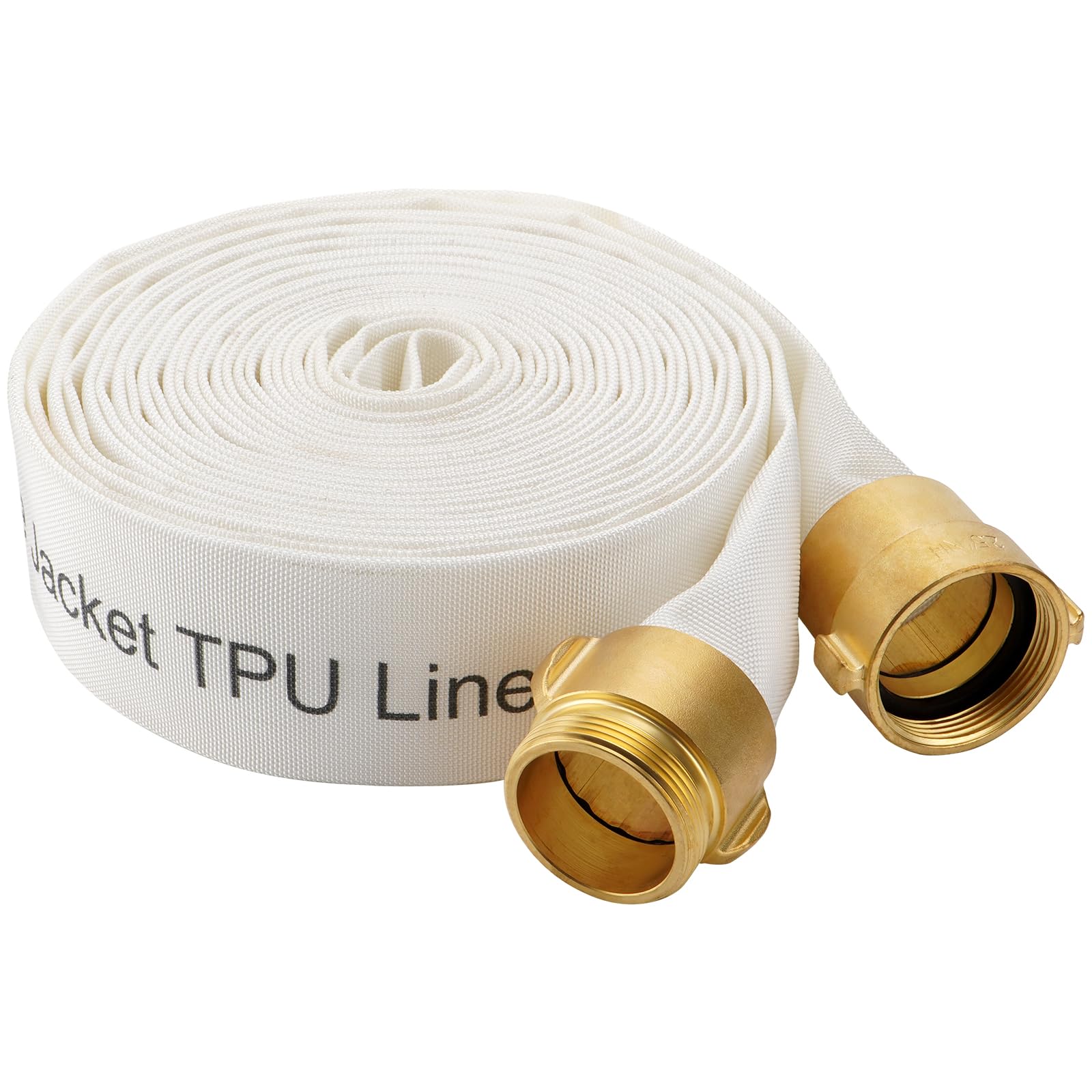 Photo 1 of Venussar Fire Hose, 2-1/2" ID X 50 FT, Single Jacket TPU, 450 PSI Burst Pressure, Industrial Fire Hose with NST/NH Brass Couplings for Indoor Use