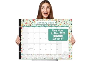 Gannyfer Desk Calendar 2026, 18-Month Large Desk Calendar, Use Now Until Dec 2026, 22" x 17" Desk Pad Calendar with To-Do List, Thick Paper with Corner Protectors, Large Ruled Blocks