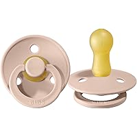 BIBS Baby Pacifier | BPA-Free Natural Rubber | Made in Denmark | Blush 2-Pack (0-6 Months)