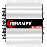 Taramps TS 400x4 2 Ohms White Multichannel Stereo Amplifier 400 Watts Rms, 4 Channels, Full Range, Car Audio Digital 2 Bridged Channel, Crossover High/Low Pass, with RCA and Automatic High Level Input