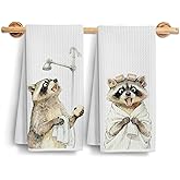 TAZSWDMM Funny Raccoon Bathroom Hand Towels, Gifts for Raccoon Lovers, Humorous Trash Panda Bathing Decorative Hand Towels for Bathroom Washroom Restroom, 16x24 Inch Set of 2