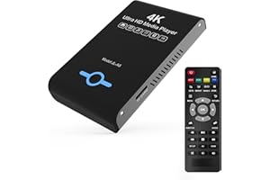 4K Ultra HD Media Player 2-in-1 HDD Enclosure for USB Drives and MicrosD Cards- Plays Digital Signage, H.265/HEVC H.264/AVC M
