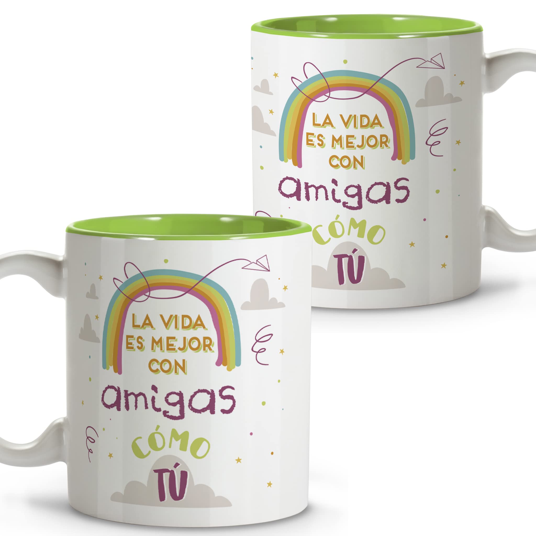 LolaPix Amiga, Best Friend Mug, Original Breakfast Mugs, Ceramic Mug, 330 ml, Gifts with Phrases, Invisible Friend.