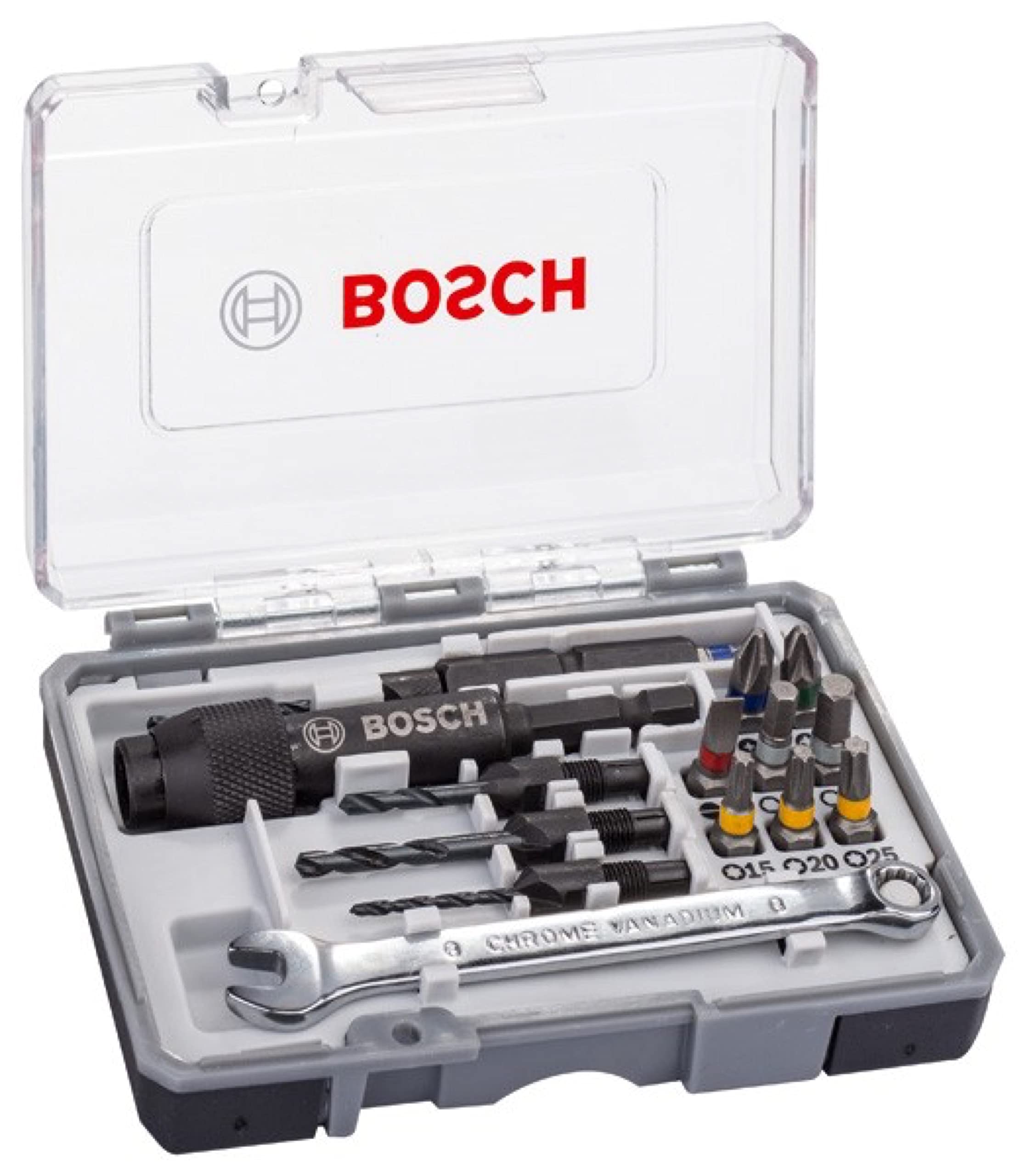 Bosch 2607002786 Screwdriver Bit, Set HSS 20 Pcs, 0 V, Silver