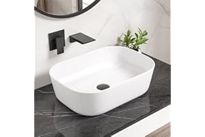 Bathroom Vessel Sink, Eridanus 18" x 13" White Vessel Sink Rectangular Bathroom Sink Porcelain Ceramic Vessel Sinks for Bathroom Vanity Sink Above Counter Basin