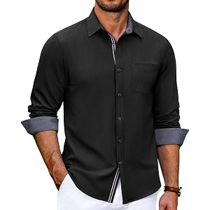 COOFANDY Men's Casual Button Down Shirts Long Sleeve Fall Shirt Untucked Dress Shirts for Men