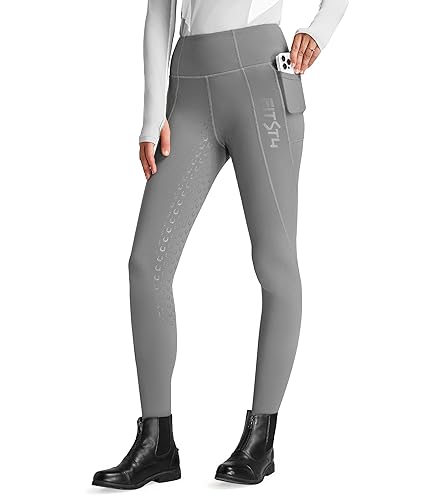 Pantalon TuffRider Breeze Legging équitation Fille 8-9 Ans, Bleu, Grip Cuisse