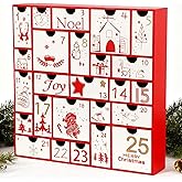 Juegoal Advent Calendar, 11.8'' Red Wooden Advent Calendars with 25 Storage Drawers Countdown to Christmas 2025, Christmas Advent Holiday Decor
