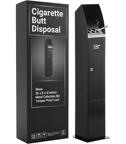 free standing cigarette disposal bins VEVOR Butt Receptacle, Weatherproof Cigarette Butt Container with 4 Openings & Top Cover, Freestanding Outdoor Cigarette Butt SKYSHALO Cigarette Butt Receptacle, Weatherproof