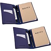 Wisdompro Journal Cover, 2 Pack PU Leather Notebook Cover for Field Notes, or other 3.5" x 5.5" Pocket Notebooks - Blue