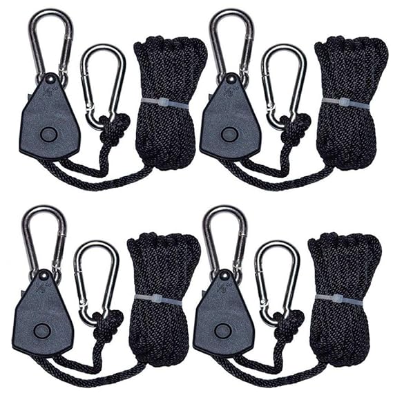 MEIZHI 4pcs Rope Ratchet Seil Ratsche für Pflanzenlampe Zimmerpflanzen 150lb 1/8 Zoll Easy Rolls